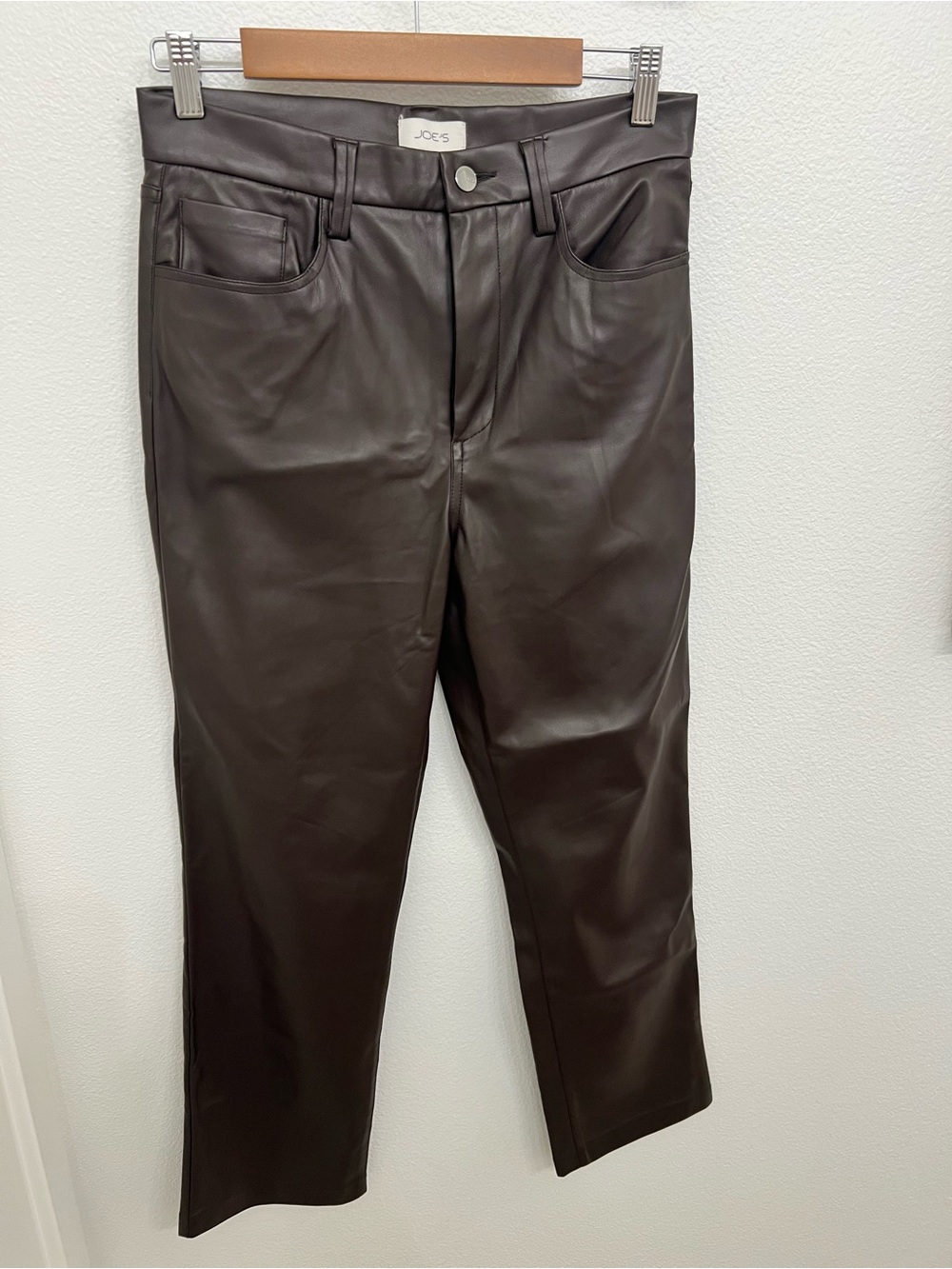 Joe's Jeans Dark Brown Faux Leather Slim Straight Pants